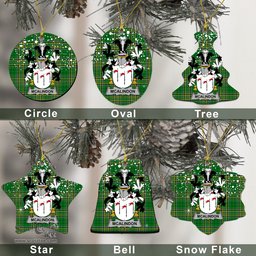 Irish McAlindon or McAlindem Family Crest Ireland National Tartan Christmas Ornament Shop Now at ScotsTee.com