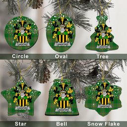 Irish Langford Family Crest Ireland National Tartan Christmas Ornament Shop Now at ScotsTee.com