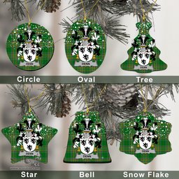 Irish Denn Family Crest Ireland National Tartan Christmas Ornament Shop Now at ScotsTee.com
