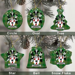 Irish Godfrey (of Bushfield) Family Crest Ireland National Tartan Christmas Ornament Shop Now at ScotsTee.com