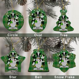 Irish Quill Family Crest Ireland National Tartan Christmas Ornament Shop Now at ScotsTee.com