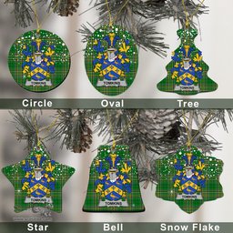 Irish Tomkins Family Crest Ireland National Tartan Christmas Ornament Shop Now at ScotsTee.com