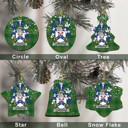 Irish Lonergan or O'Lonergan Family Crest Ireland National Tartan Christmas Ornament Shop Now at ScotsTee.com