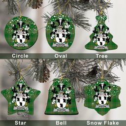 Irish Ruxton Family Crest Ireland National Tartan Christmas Ornament Shop Now at ScotsTee.com