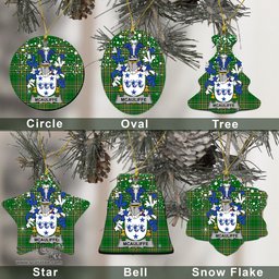 Irish McAuliffe Family Crest Ireland National Tartan Christmas Ornament Shop Now at ScotsTee.com