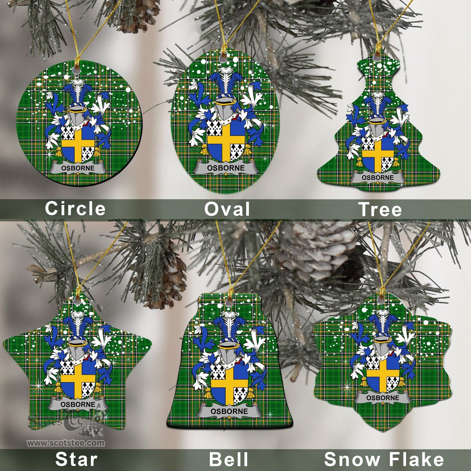 Irish Osborne Family Crest Ireland National Tartan Christmas Ornament Shop Now at ScotsTee.com