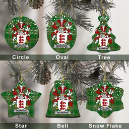 Irish McMahon or McMahan Family Crest Ireland National Tartan Christmas Ornament Shop Now at ScotsTee.com