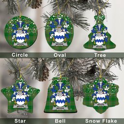 Irish Meighe Family Crest Ireland National Tartan Christmas Ornament Shop Now at ScotsTee.com