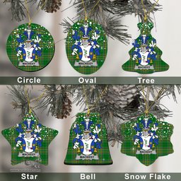 Irish Mackesy Family Crest Ireland National Tartan Christmas Ornament Shop Now at ScotsTee.com