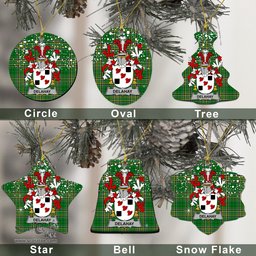 Irish Delahay Family Crest Ireland National Tartan Christmas Ornament Shop Now at ScotsTee.com