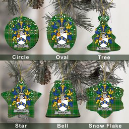 Irish Eardley Family Crest Ireland National Tartan Christmas Ornament Shop Now at ScotsTee.com