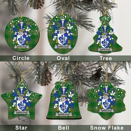 Irish Sherlock Family Crest Ireland National Tartan Christmas Ornament Shop Now at ScotsTee.com