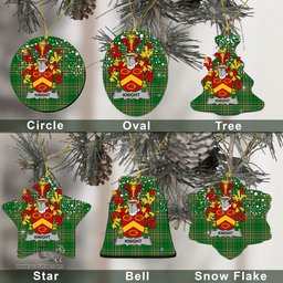Irish Knight Family Crest Ireland National Tartan Christmas Ornament Shop Now at ScotsTee.com