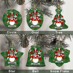 Irish St.John Family Crest Ireland National Tartan Christmas Ornament Shop Now at ScotsTee.com