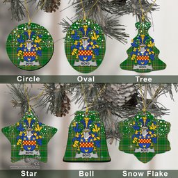 Irish Boyd (of Danson) Family Crest Ireland National Tartan Christmas Ornament Shop Now at ScotsTee.com