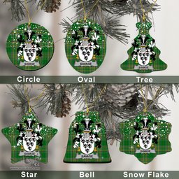 Irish Savage Family Crest Ireland National Tartan Christmas Ornament Shop Now at ScotsTee.com