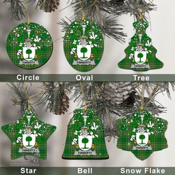 Irish Finnegan or O'Finnegan Family Crest Ireland National Tartan Christmas Ornament Shop Now at ScotsTee.com