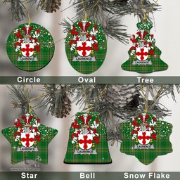 Irish Laurence Family Crest Ireland National Tartan Christmas Ornament Shop Now at ScotsTee.com