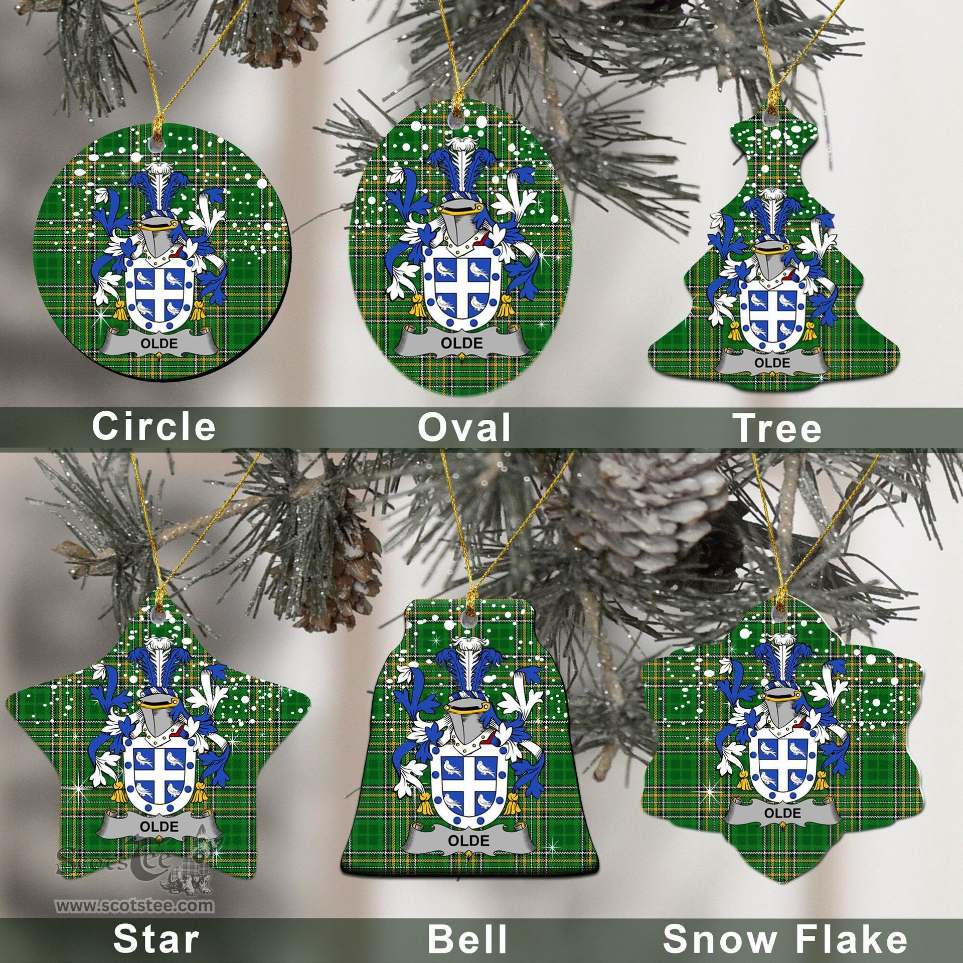 Irish Olde Family Crest Ireland National Tartan Christmas Ornament Shop Now at ScotsTee.com