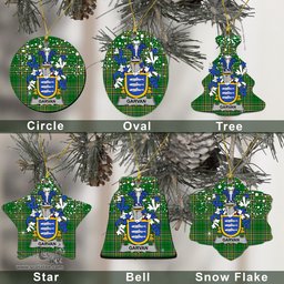 Irish Garvan or O'Garvan Family Crest Ireland National Tartan Christmas Ornament Shop Now at ScotsTee.com
