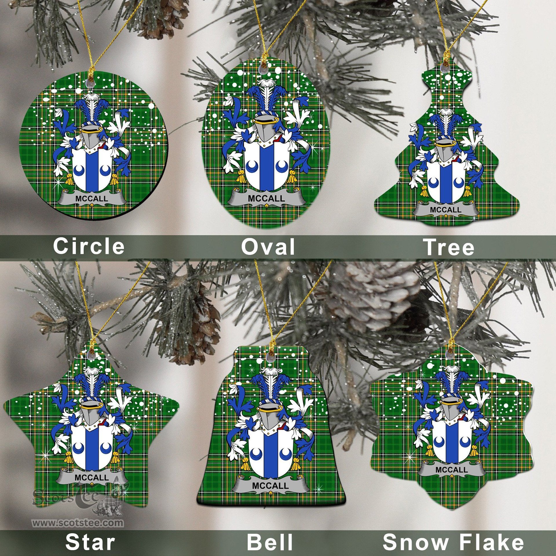 Irish McCall Family Crest Ireland National Tartan Christmas Ornament Shop Now at ScotsTee.com