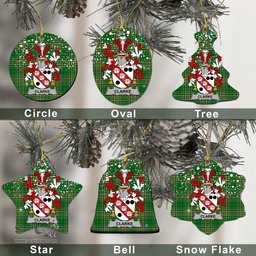 Irish Clarke Family Crest Ireland National Tartan Christmas Ornament Shop Now at ScotsTee.com