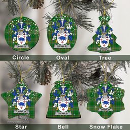 Irish Crowley or O'Crouley Family Crest Ireland National Tartan Christmas Ornament Shop Now at ScotsTee.com