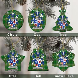 Irish Shearman Family Crest Ireland National Tartan Christmas Ornament Shop Now at ScotsTee.com