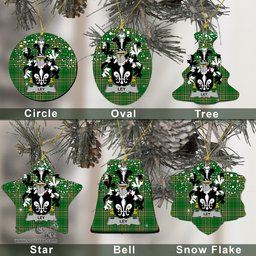 Irish Ley Family Crest Ireland National Tartan Christmas Ornament Shop Now at ScotsTee.com