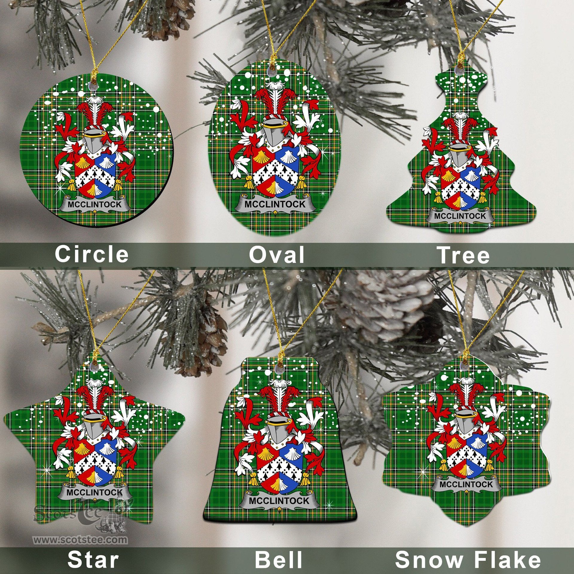 Irish McClintock Family Crest Ireland National Tartan Christmas Ornament Shop Now at ScotsTee.com