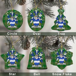 Irish Kyne or O'Kyne Family Crest Ireland National Tartan Christmas Ornament Shop Now at ScotsTee.com
