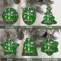 Irish Loughnan or O'Loughnan Family Crest Ireland National Tartan Christmas Ornament Shop Now at ScotsTee.com