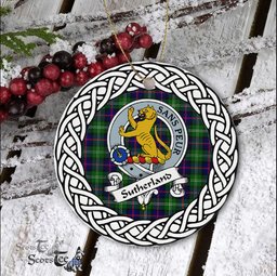 Sutherland Celtic Ring Plaid Ornament Gift. Christmas Tree Ornament Tartan Ornament Great Christmas Ornaments Gift
