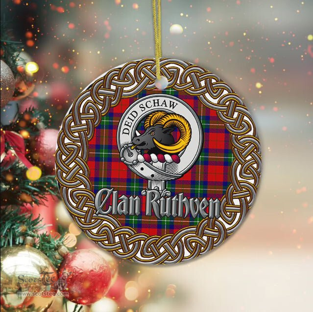 Ruthven Celtic Circle Plaid Ornament Gift. Christmas Tree Ornament Tartan Ornament Great Christmas Ornaments Gift