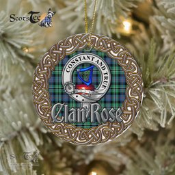 Rose Celtic Circle Plaid Ornament Gift. Christmas Tree Ornament Tartan Ornament Great Christmas Ornaments Gift