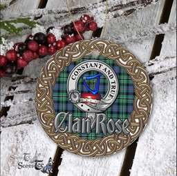 Rose Celtic Circle Plaid Ornament Gift. Christmas Tree Ornament Tartan Ornament Great Christmas Ornaments Gift