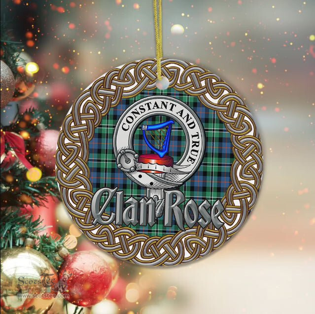 Rose Celtic Circle Plaid Ornament Gift. Christmas Tree Ornament Tartan Ornament Great Christmas Ornaments Gift