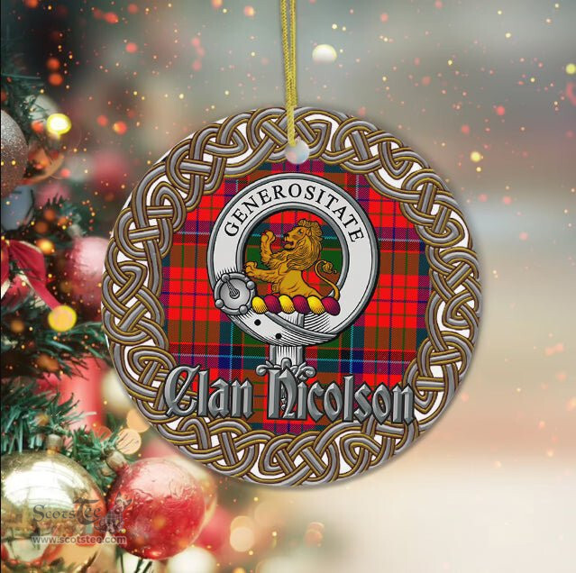 Nicolson Celtic Circle Plaid Ornament Gift. Christmas Tree Ornament Tartan Ornament Great Christmas Ornaments Gift