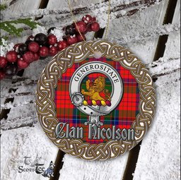 Nicolson Celtic Circle Plaid Ornament Gift. Christmas Tree Ornament Tartan Ornament Great Christmas Ornaments Gift