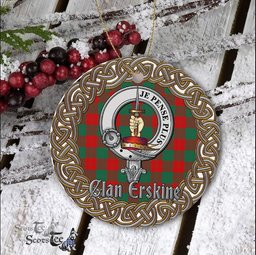 Erskine Celtic Circle Plaid Ornament Gift. Christmas Tree Ornament Tartan Ornament Great Christmas Ornaments Gift