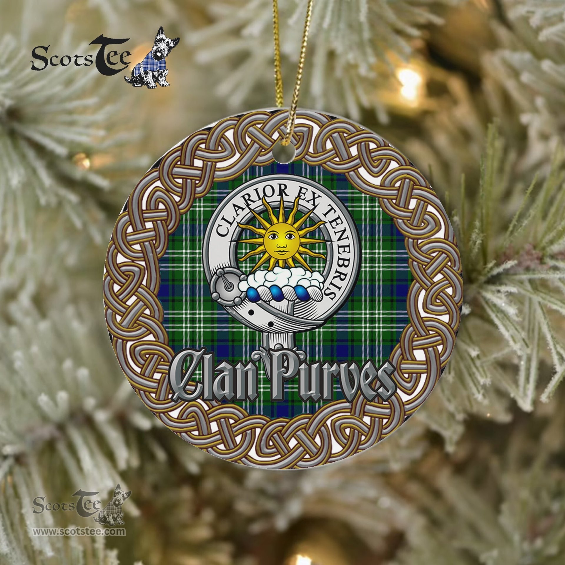 Purves Celtic Circle Plaid Ornament Gift. Christmas Tree Ornament Tartan Ornament Great Christmas Ornaments Gift