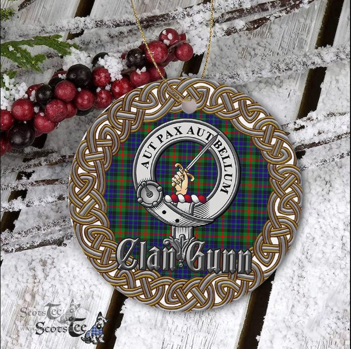 Gunn Celtic Circle Plaid Ornament Gift. Christmas Tree Ornament Tartan Ornament Great Christmas Ornaments Gift