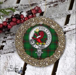 Primrose Hunting Celtic Circle Scottish Clan Crest and Celtic Tartan Ceramic Ornament Plaid Christmas Ornament Gifts
