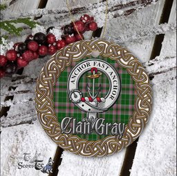 Gray Celtic Circle Plaid Ornament Gift. Christmas Tree Ornament Tartan Ornament Great Christmas Ornaments Gift