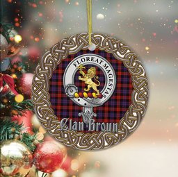 Broun Celtic Circle Plaid Ornament Gift. Christmas Tree Ornament Broun Clan Tartan Ornament Great Christmas Ornaments Gift