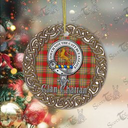 Chattan Celtic Circle Plaid Ornament Gift. Christmas Tree Ornament Chattan Clan Tartan Ornament Great Christmas Ornaments Gift