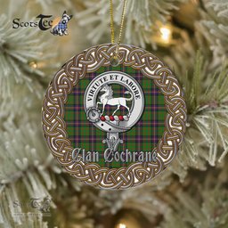 Cochrane Celtic Circle Plaid Ornament Gift. Christmas Tree Ornament Cochrane Clan Tartan Ornament Great Christmas Ornaments Gift