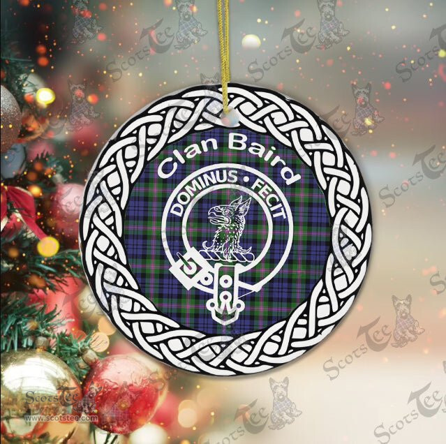 Baird Celtic Circle Plaid Ornament Gift. Christmas Tree Ornament Baird Clan Tartan Ornament Great Christmas Ornaments Gift