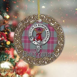 Crawford Celtic Circle Plaid Ornament Gift. Christmas Tree Ornament Crawford Clan Tartan Ornament Great Christmas Ornaments Gift