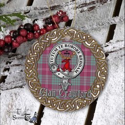 Crawford Celtic Circle Plaid Ornament Gift. Christmas Tree Ornament Crawford Clan Tartan Ornament Great Christmas Ornaments Gift